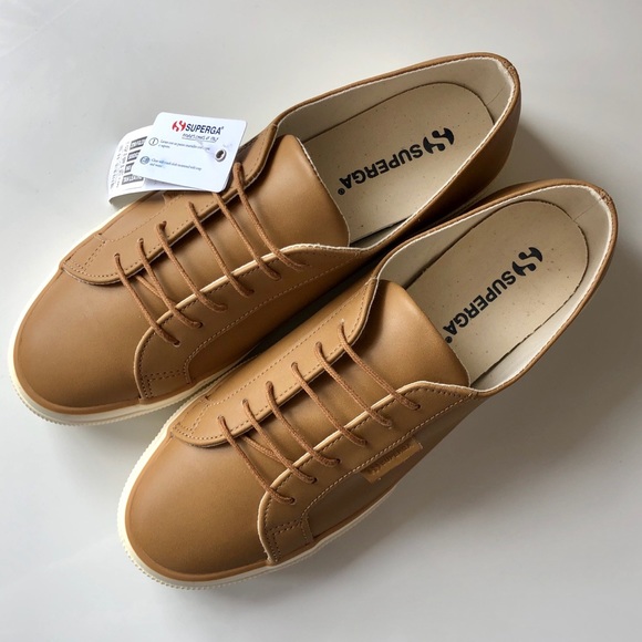 NWT Superga leather tan sneakers - Picture 3 of 12